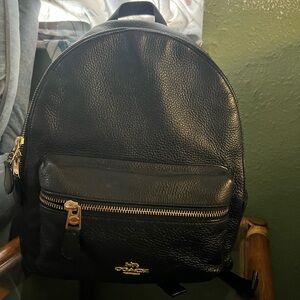 Coach Black Pebbled Leather Backpack